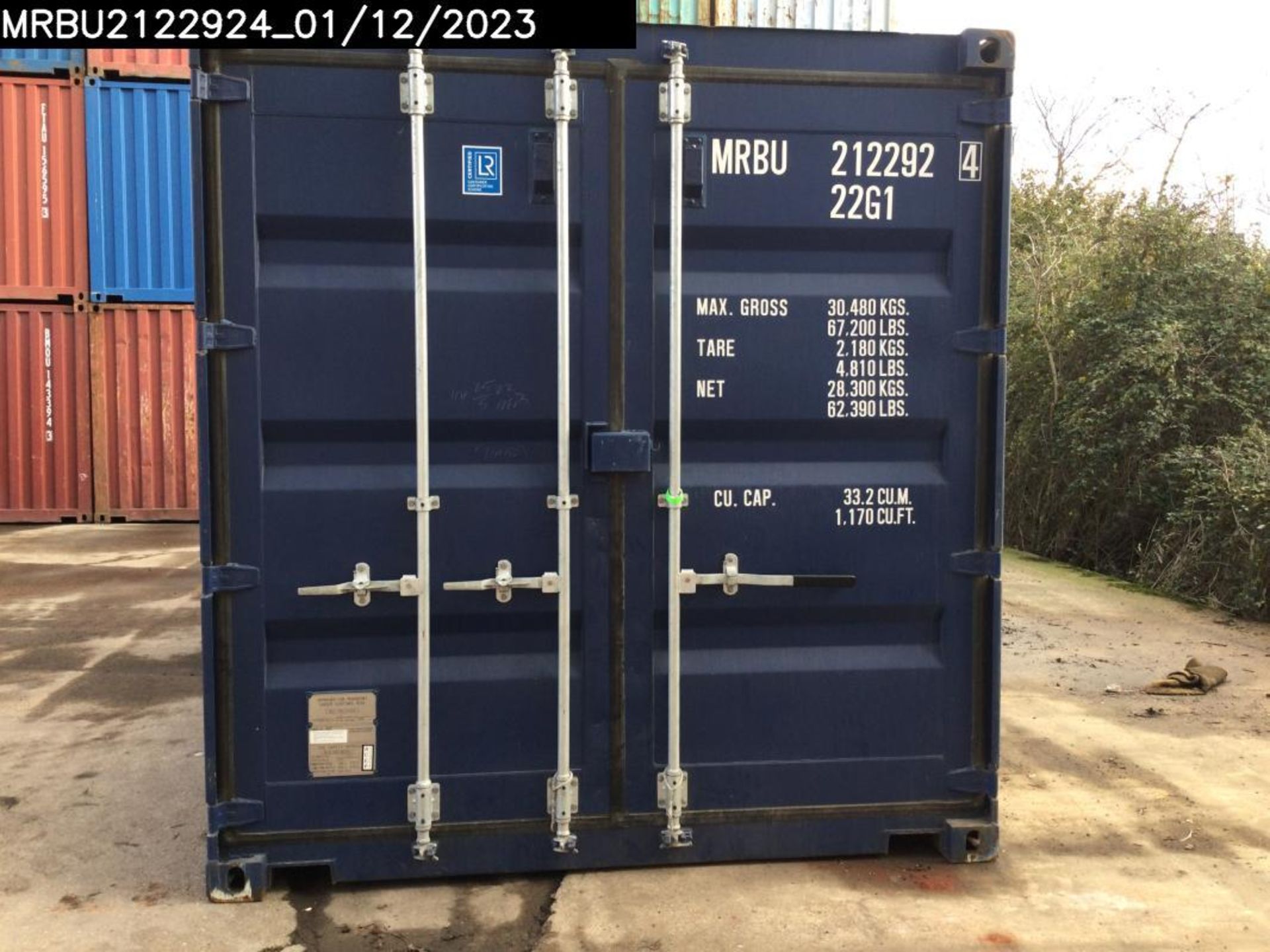 One Trip 20ft Shipping Container - Unit Number – MRBU2122924 - Image 2 of 5