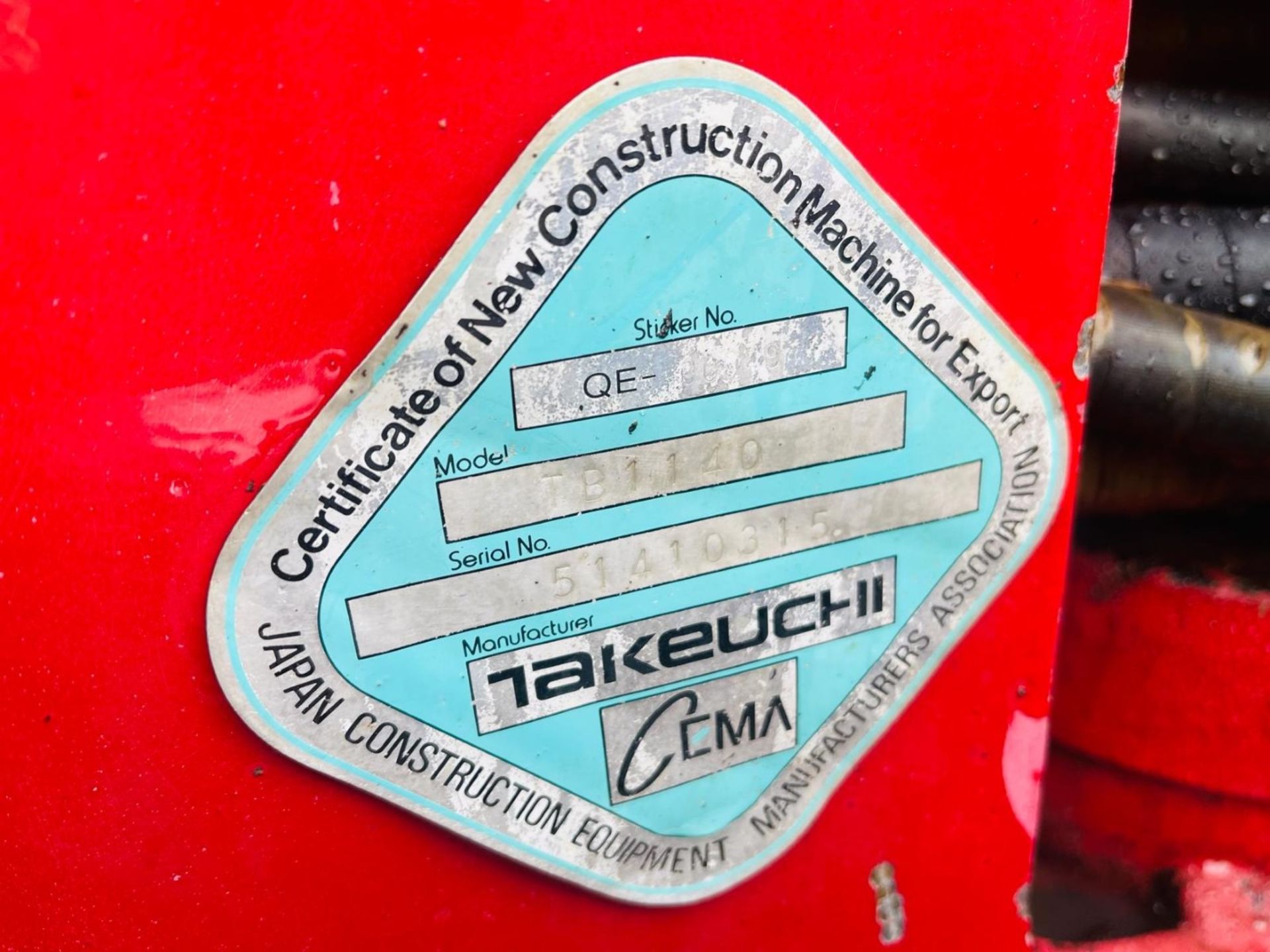 2008, TAKEUCHI TB1140 EXCAVATOR - Image 3 of 19