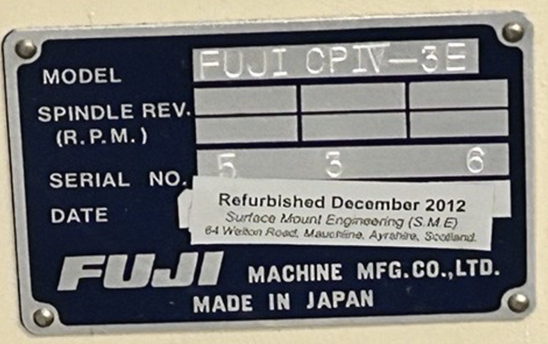 FUJI, CP-IV-3E Serial No. 536 (****) Refurbished Dec 2012 - Image 3 of 4