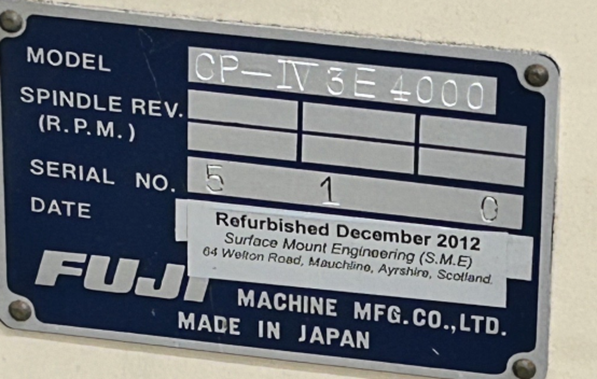 FUJI, CP-IV-3E Serial No. 536 (****) Refurbished Dec 2012 - Image 3 of 4