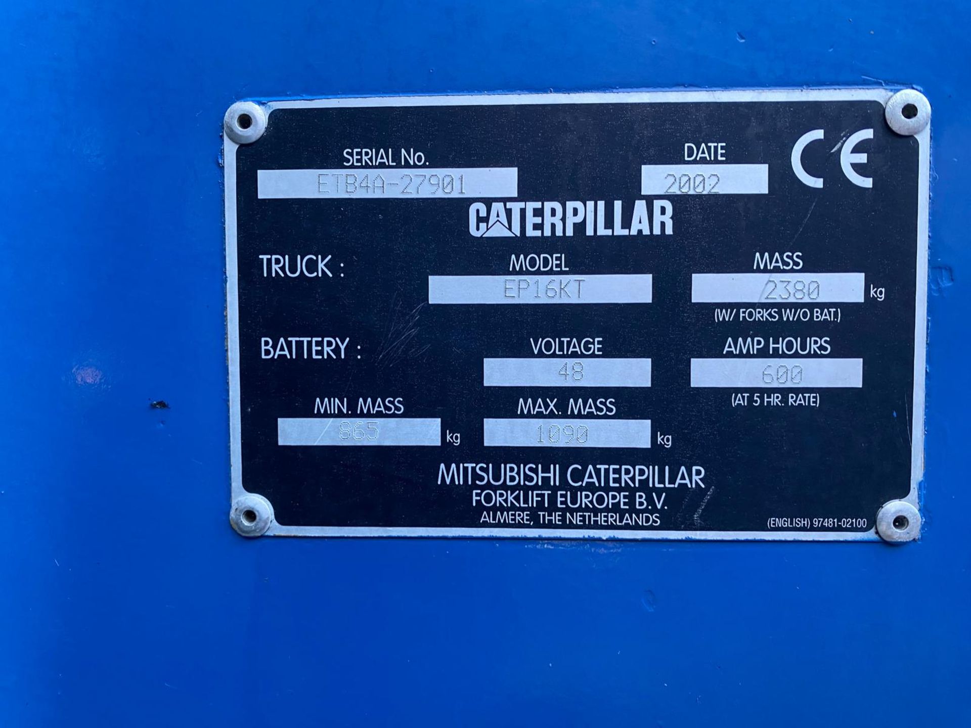 2002, Caterpillar 1.6 Ton Forklift - Image 4 of 10