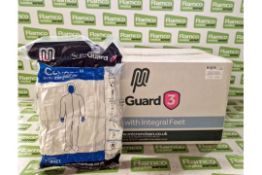 1x box of MicroClean SureGuard 3 coveralls with integral feet - size small - 25 units per box