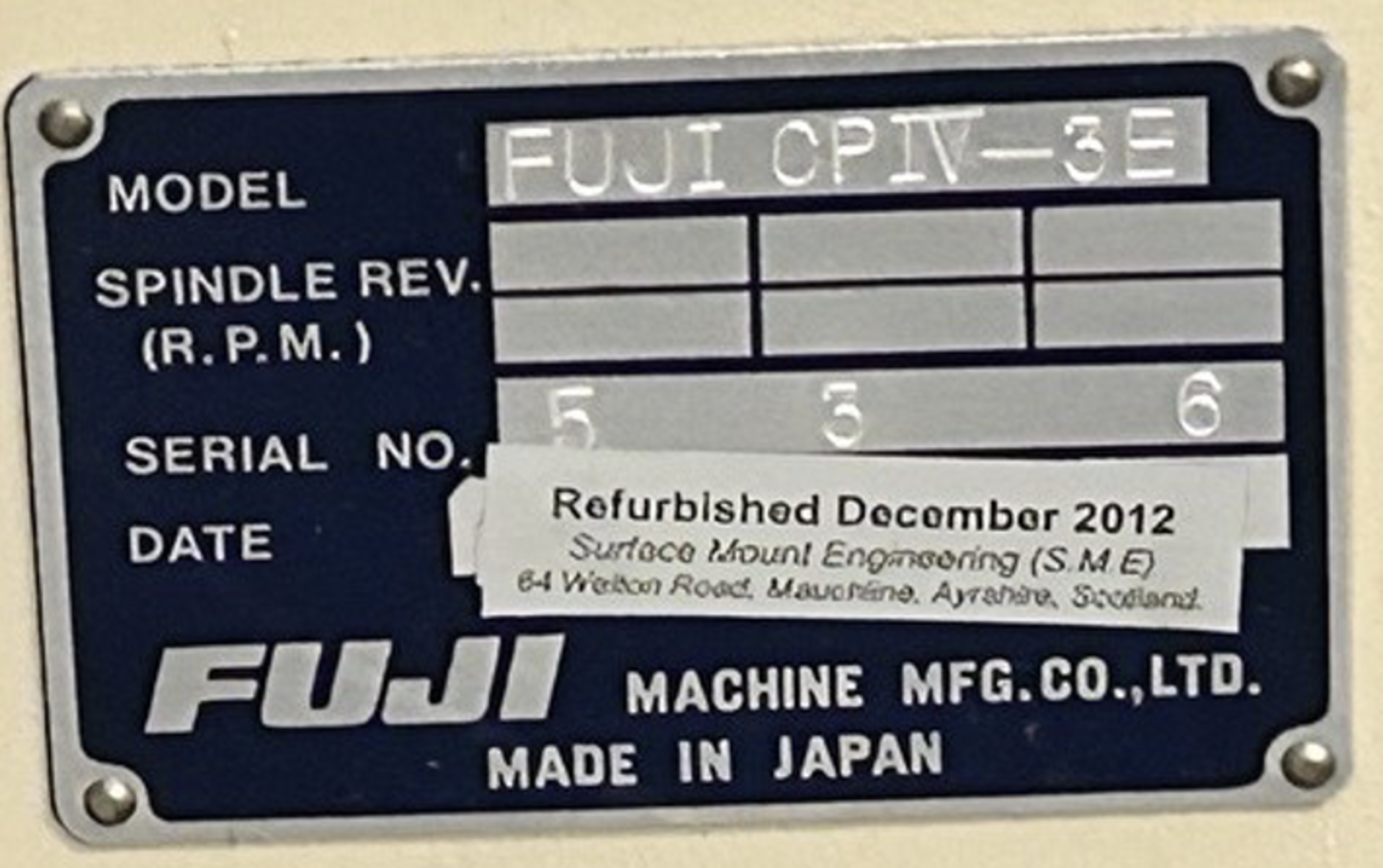 NO RESERVE - FUJI, CP-IV-3E Serial No. 536 (****) Refurbished Dec 2012 - Image 3 of 4