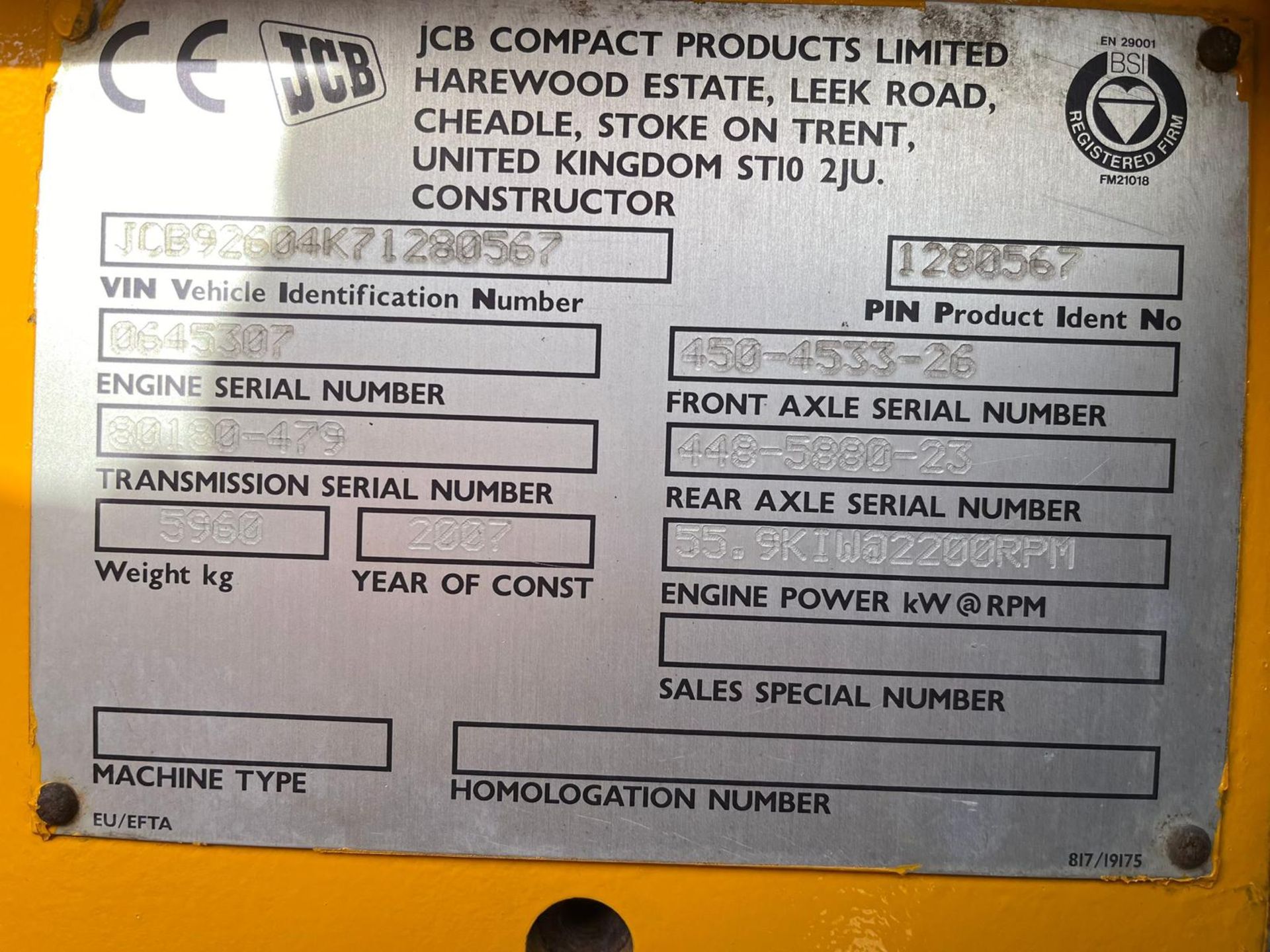 2007, JCB 926 - 2.6 tonne 4WD Rough Terrain Forklift - Bild 4 aus 12