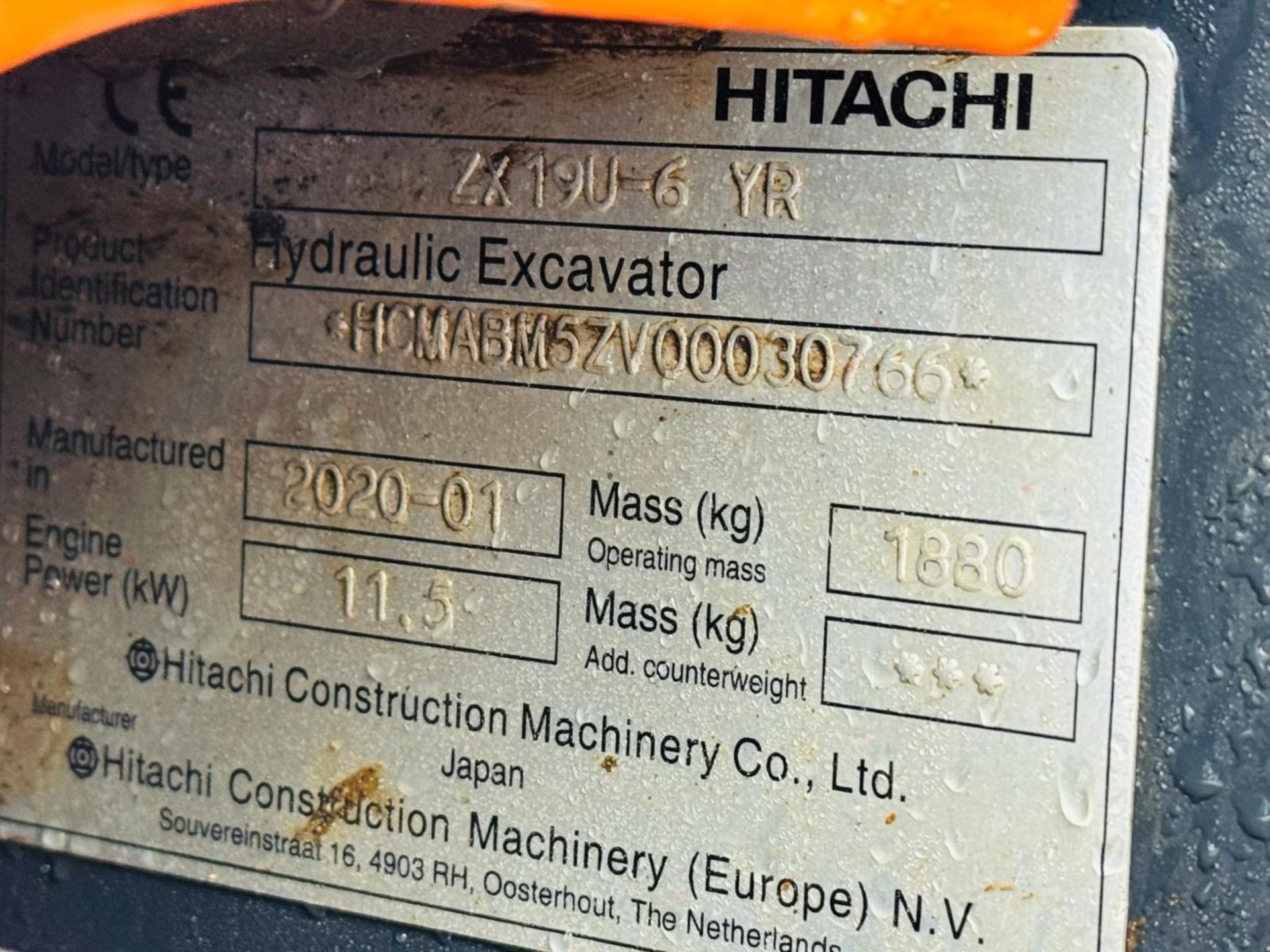 2020, HITACHI ZX19U-6 EXCAVATOR - Image 7 of 14