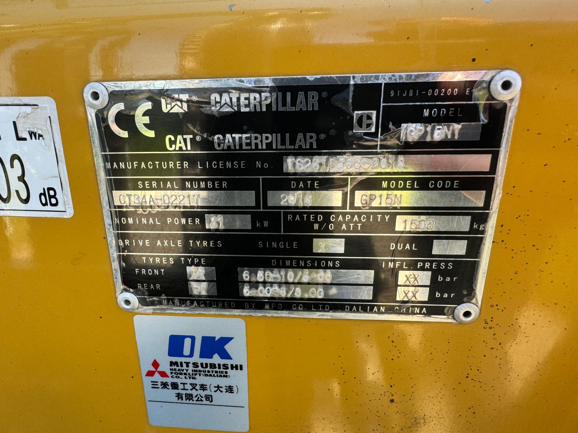 2016, CATERPILLAR - 1.5 Tonne Gas Forklift (Container / Triple Mast) - 3400 Hours - Image 7 of 7