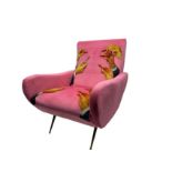 Seletti Wears Toiletpaper Upholstered Wooden Armchair Pink Lipsticks