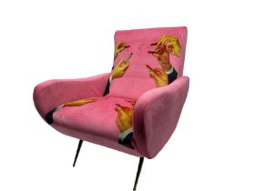 Seletti Wears Toiletpaper Upholstered Wooden Armchair Pink Lipsticks