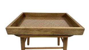 Wooden Tray With Glass Base