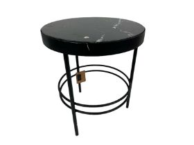 Nordal Midnight Side Table Round Marble - Black