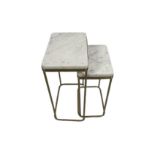 Gold Colour Side Table with Marble Top x2