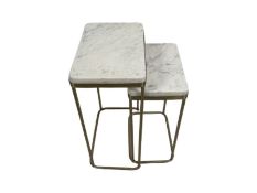 Gold Colour Side Table with Marble Top x2