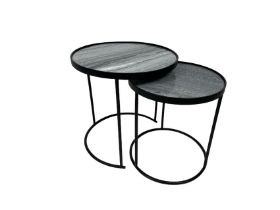 Luxe Round Nesting Table With Marble Top Set of 2