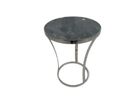 Silver Side Table With Marble Top