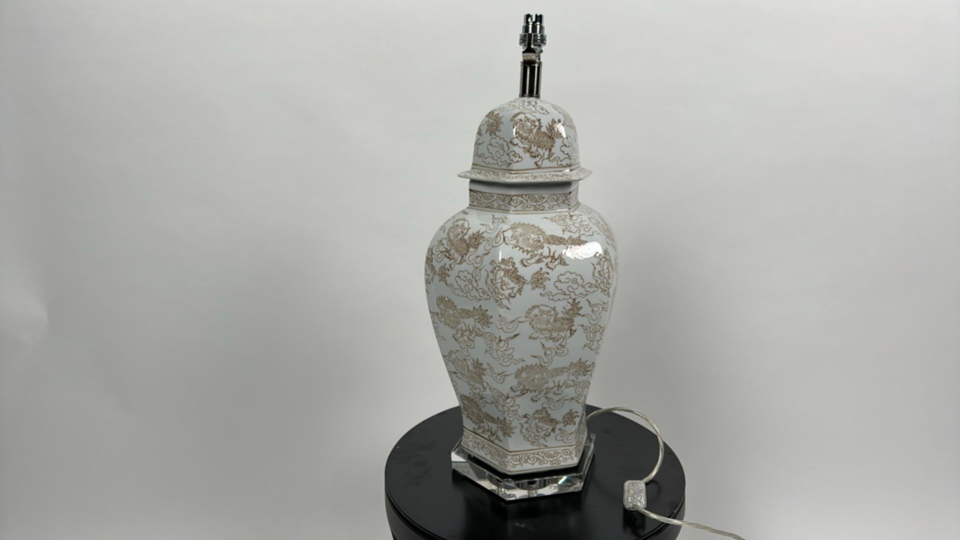 Made Goods Christina White & Beige Gloss Ceramic Table Lamp - Image 2 of 3