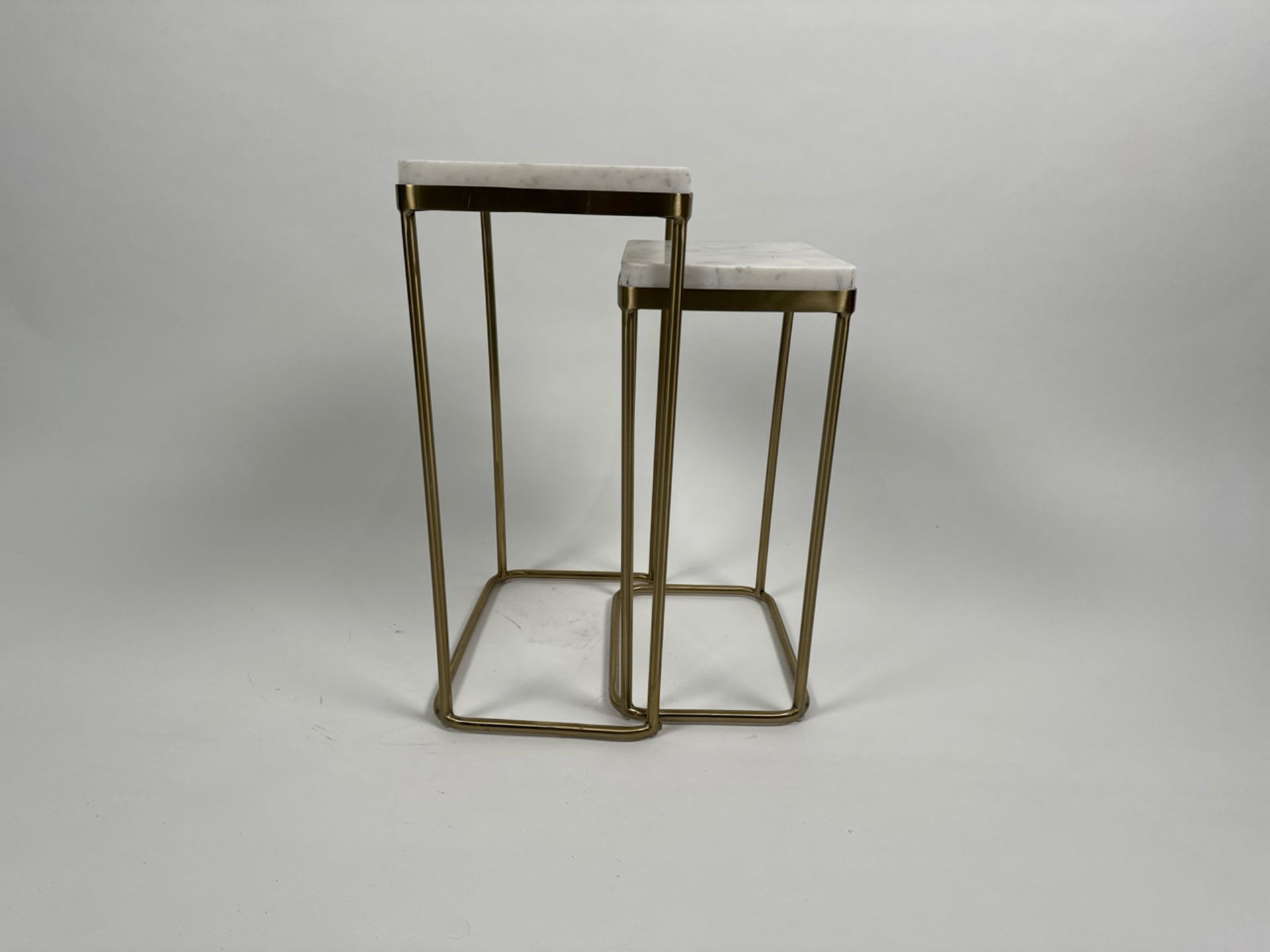 Gold Colour Side Table with Marble Top x2 - Image 2 of 4