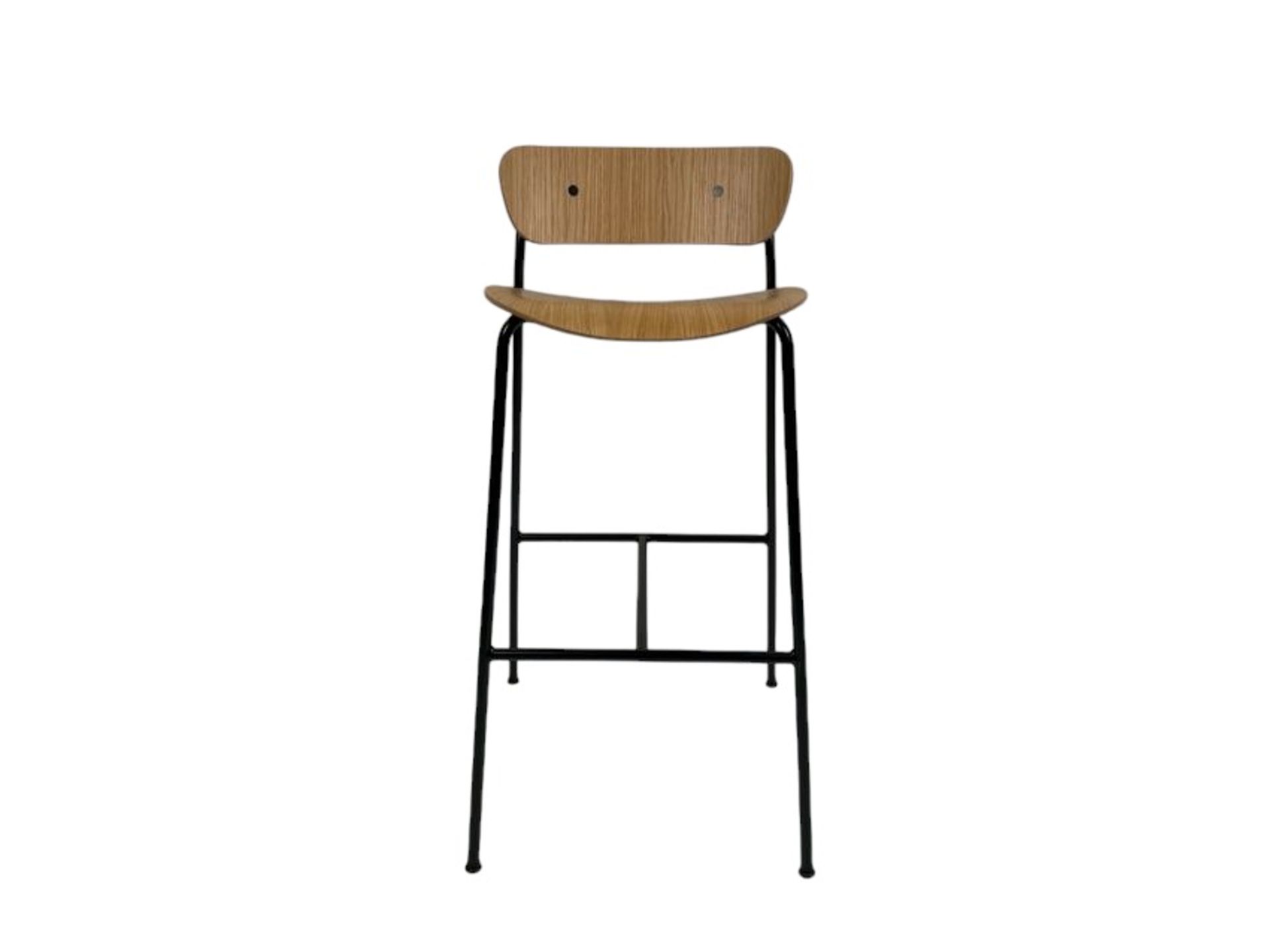 Black Metal & Oak Wood Bar Stool