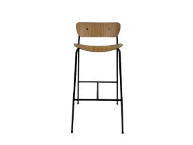 Black Metal & Oak Wood Bar Stool