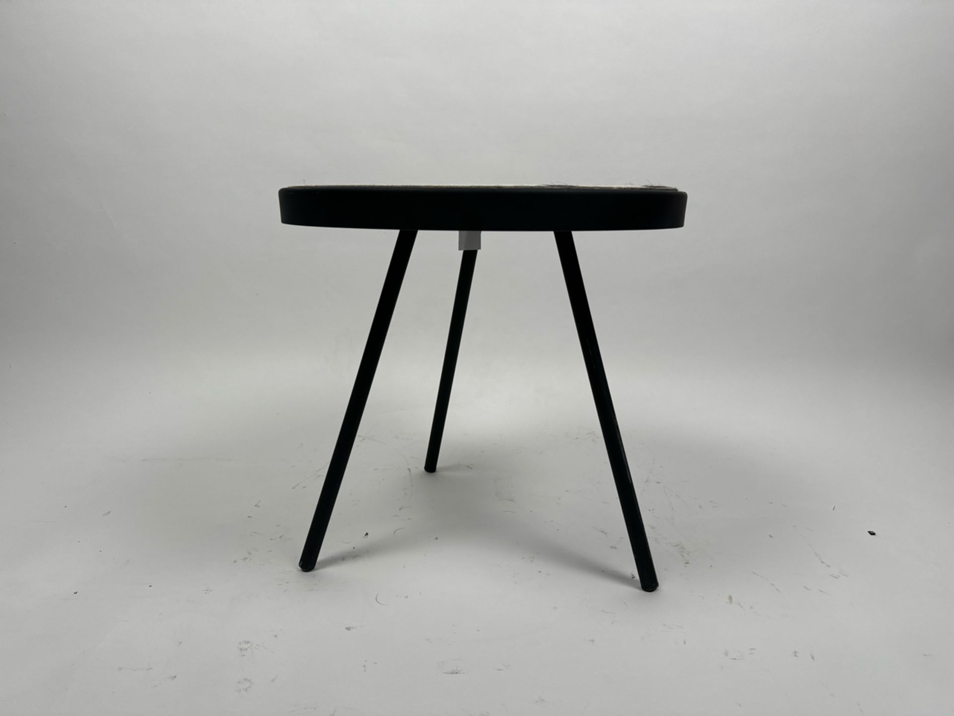 AMARA Circular Side Table Cow Print Fur Top Black - Image 3 of 3