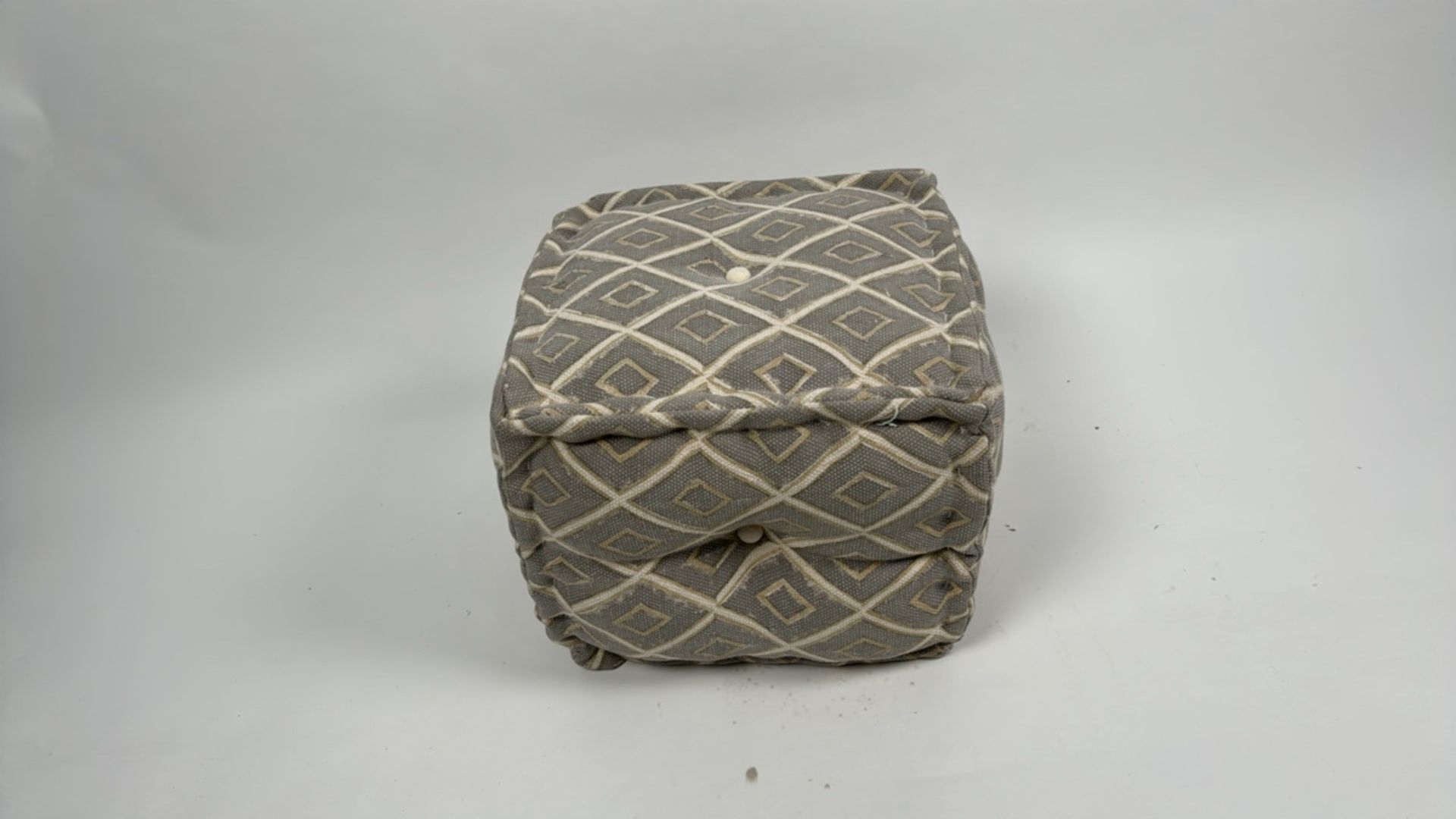 Patterned Fabric Cushioned Pouffe - Image 3 of 3