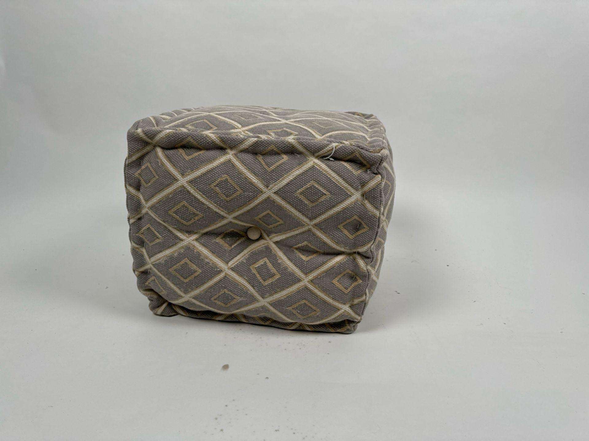 Patterned Fabric Cushioned Pouffe - Image 2 of 3
