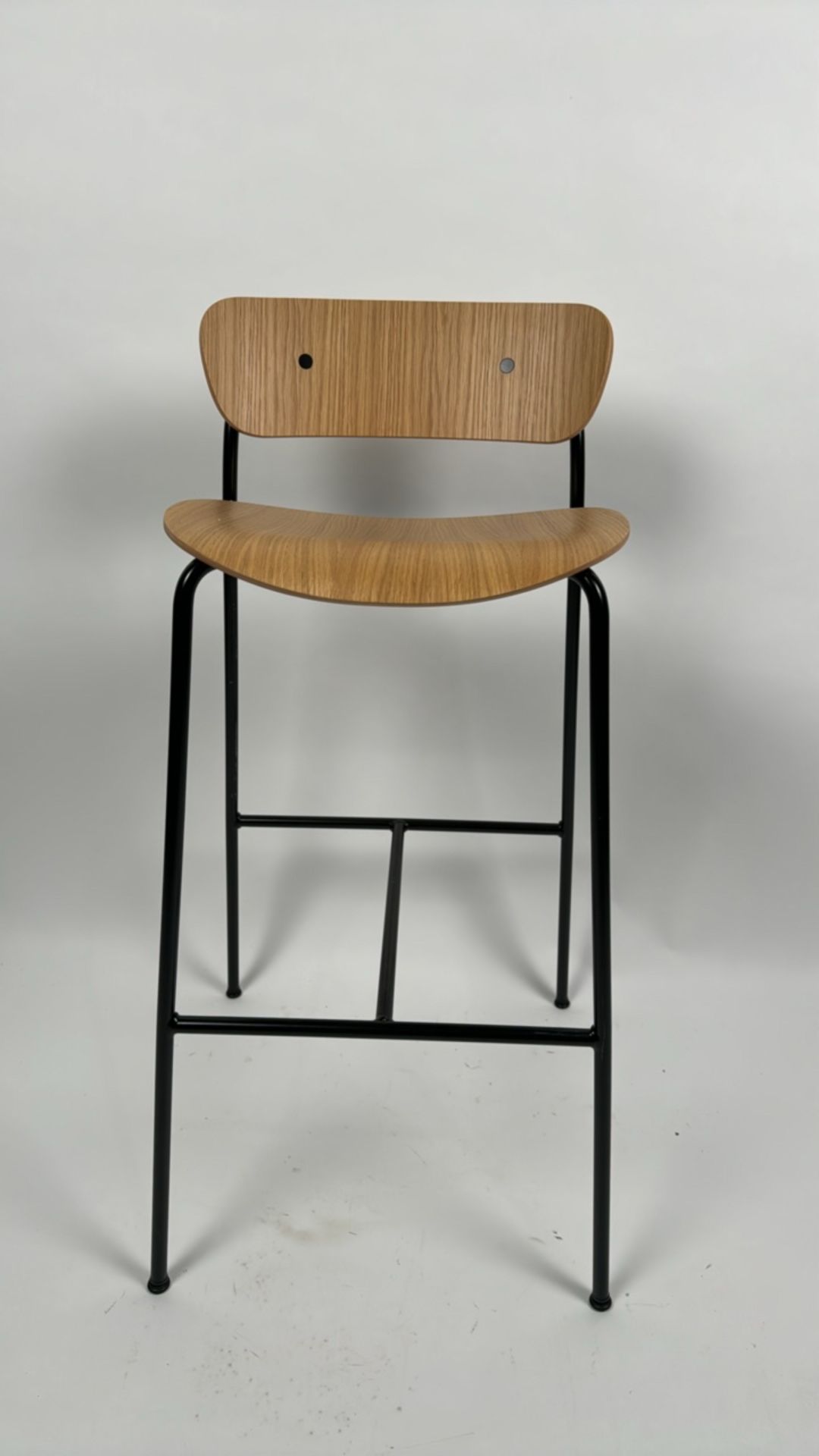 Black Metal & Oak Wood Bar Stool - Image 2 of 4