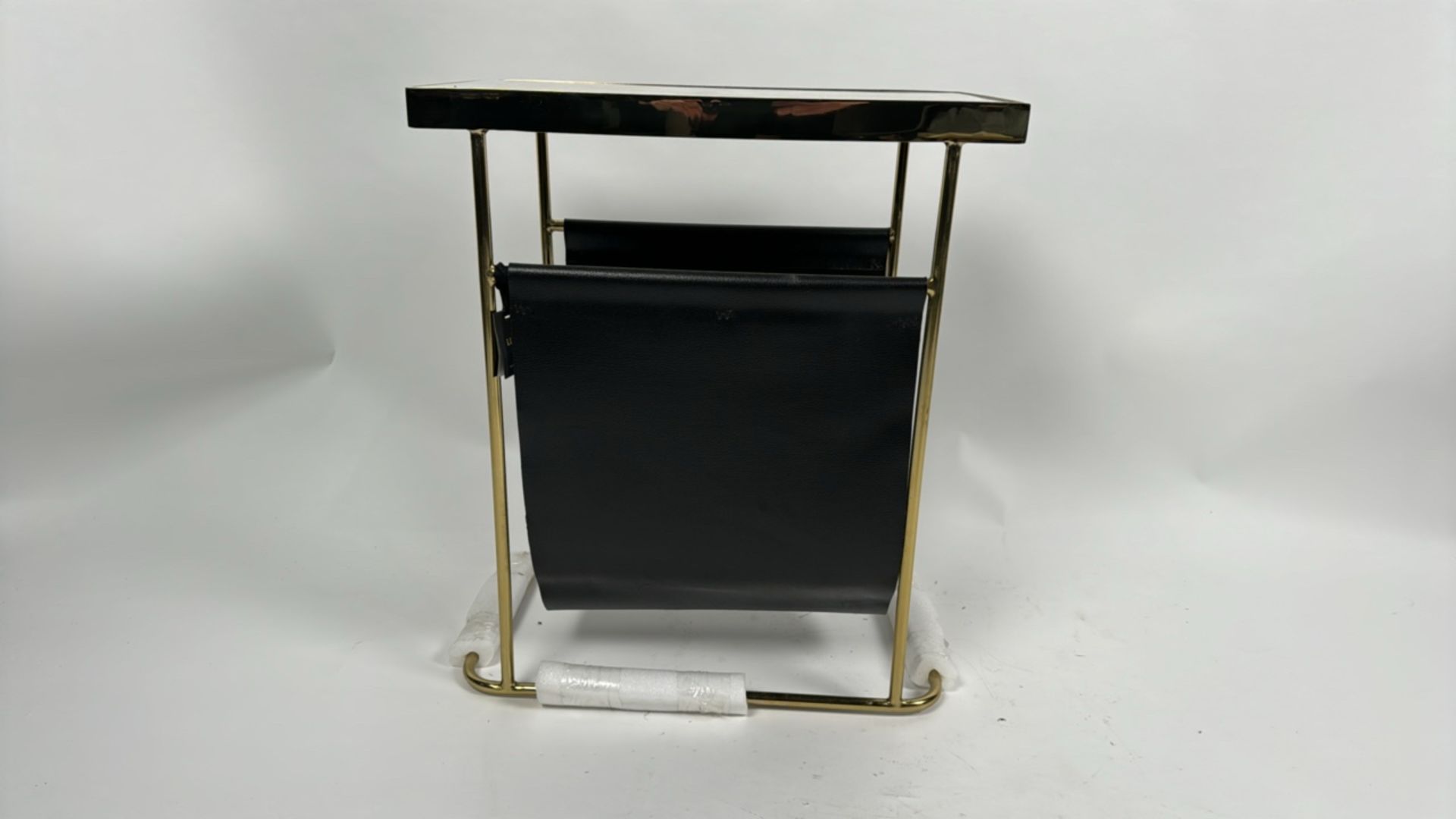 Amara Leather & Marble Side Table - Image 2 of 4