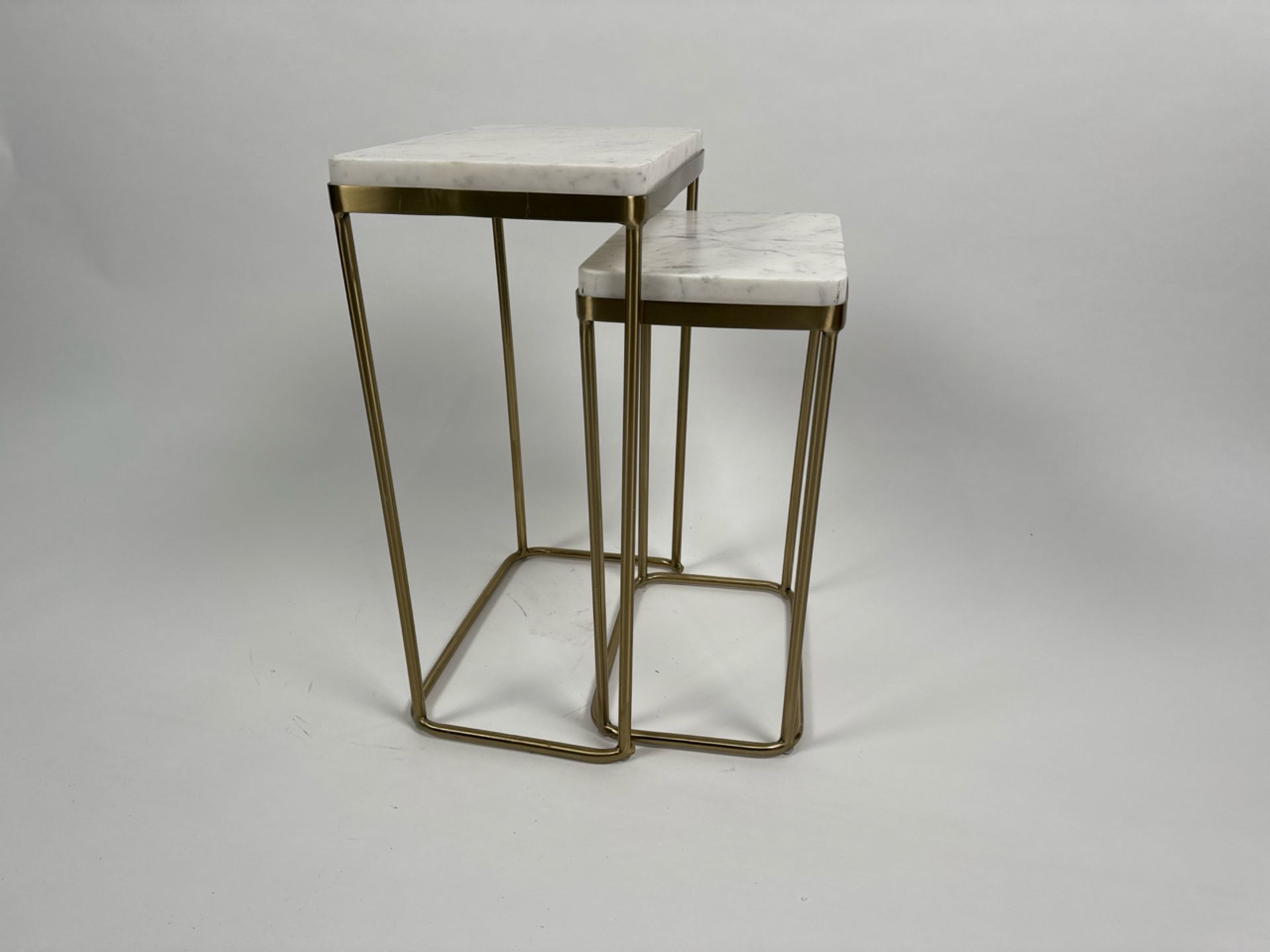 Gold Colour Side Table with Marble Top x2 - Image 3 of 4