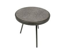 AMARA Circular Side Table Grey Fur Top