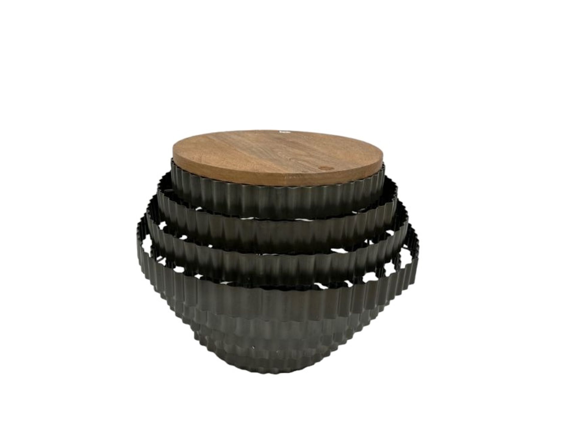 Global Explorer Wooden Top Corrugated Metal Side Table