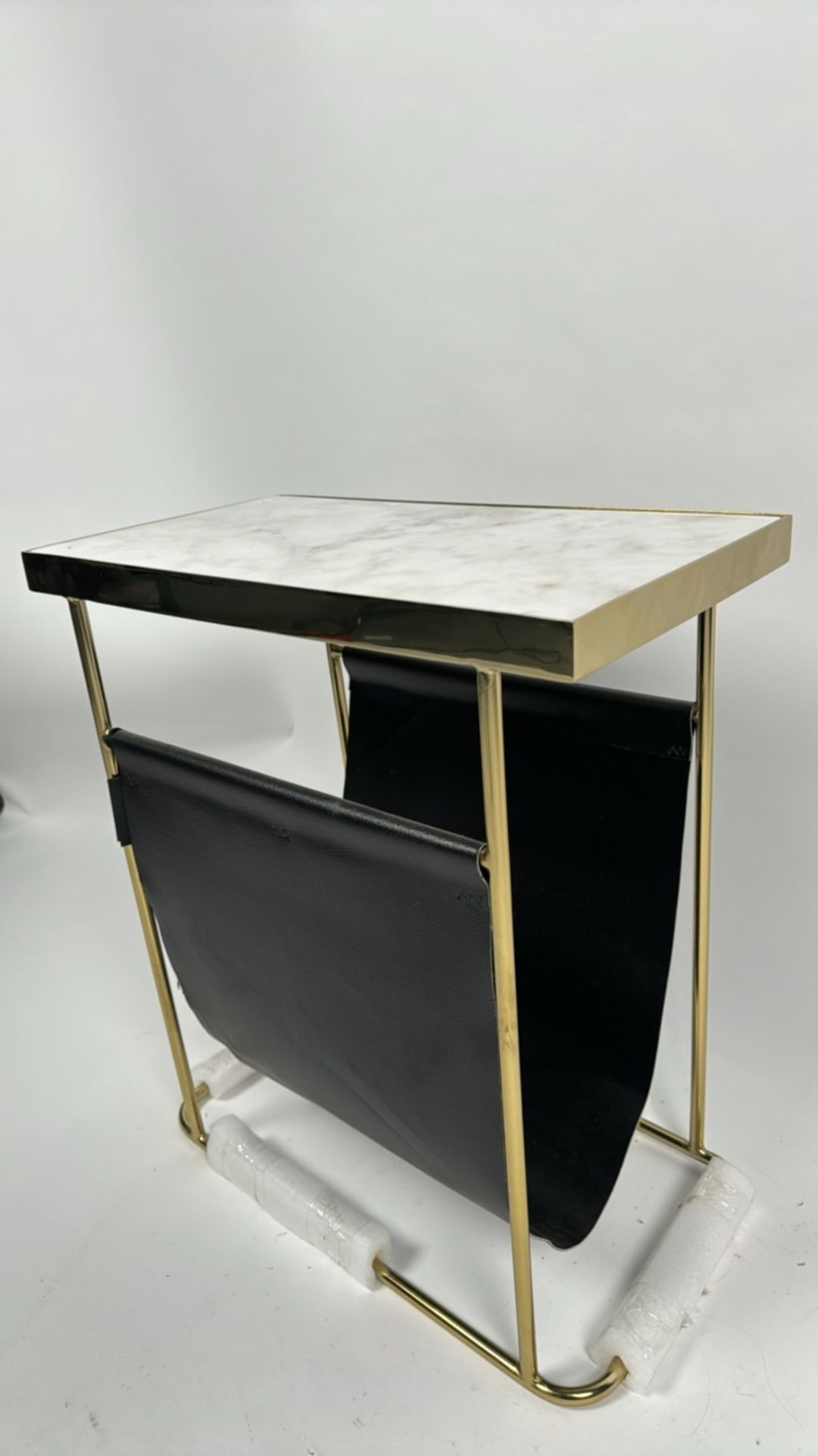 Amara Leather & Marble Side Table - Image 4 of 4