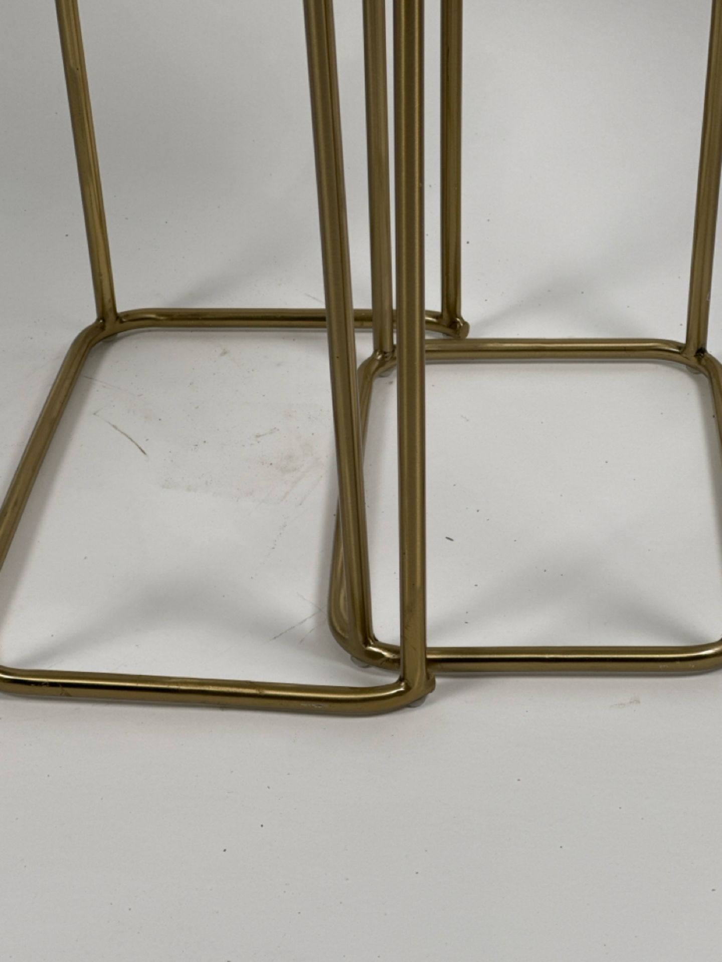 Gold Colour Side Table with Marble Top x2 - Image 4 of 4