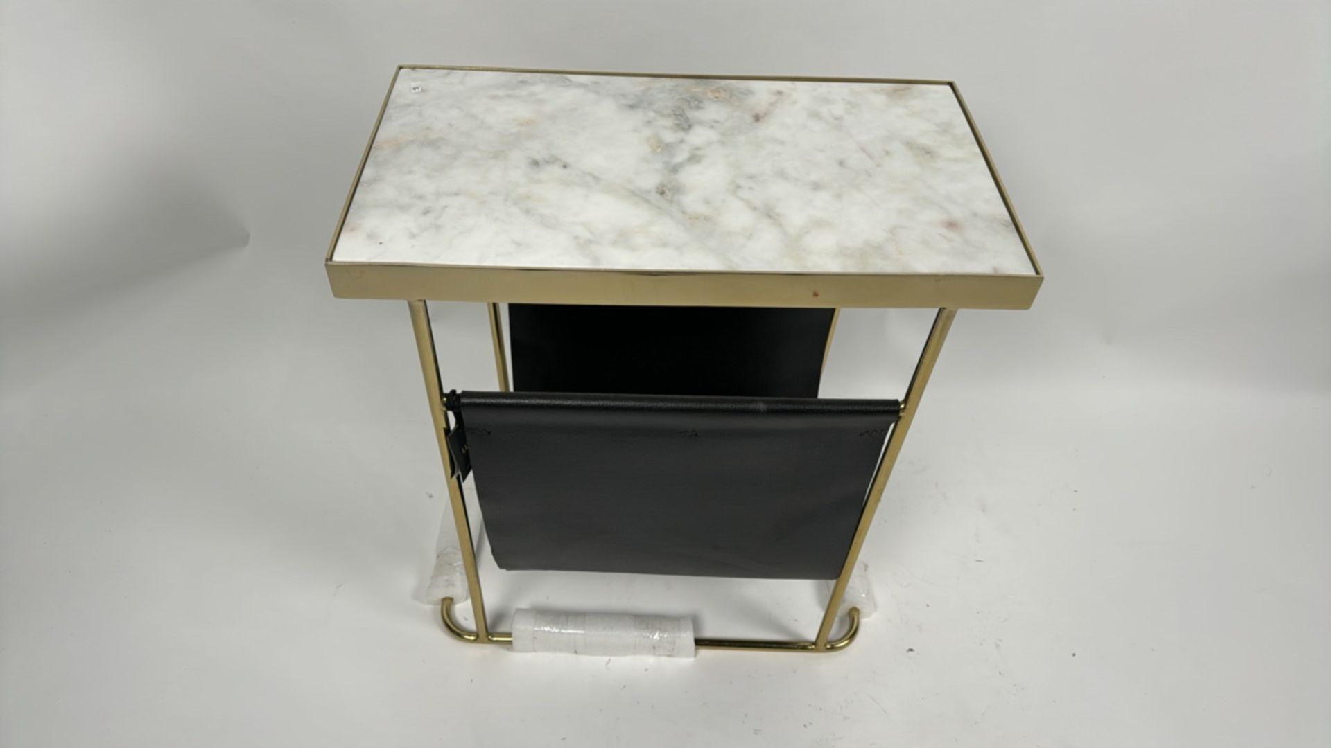 Amara Leather & Marble Side Table - Image 3 of 4