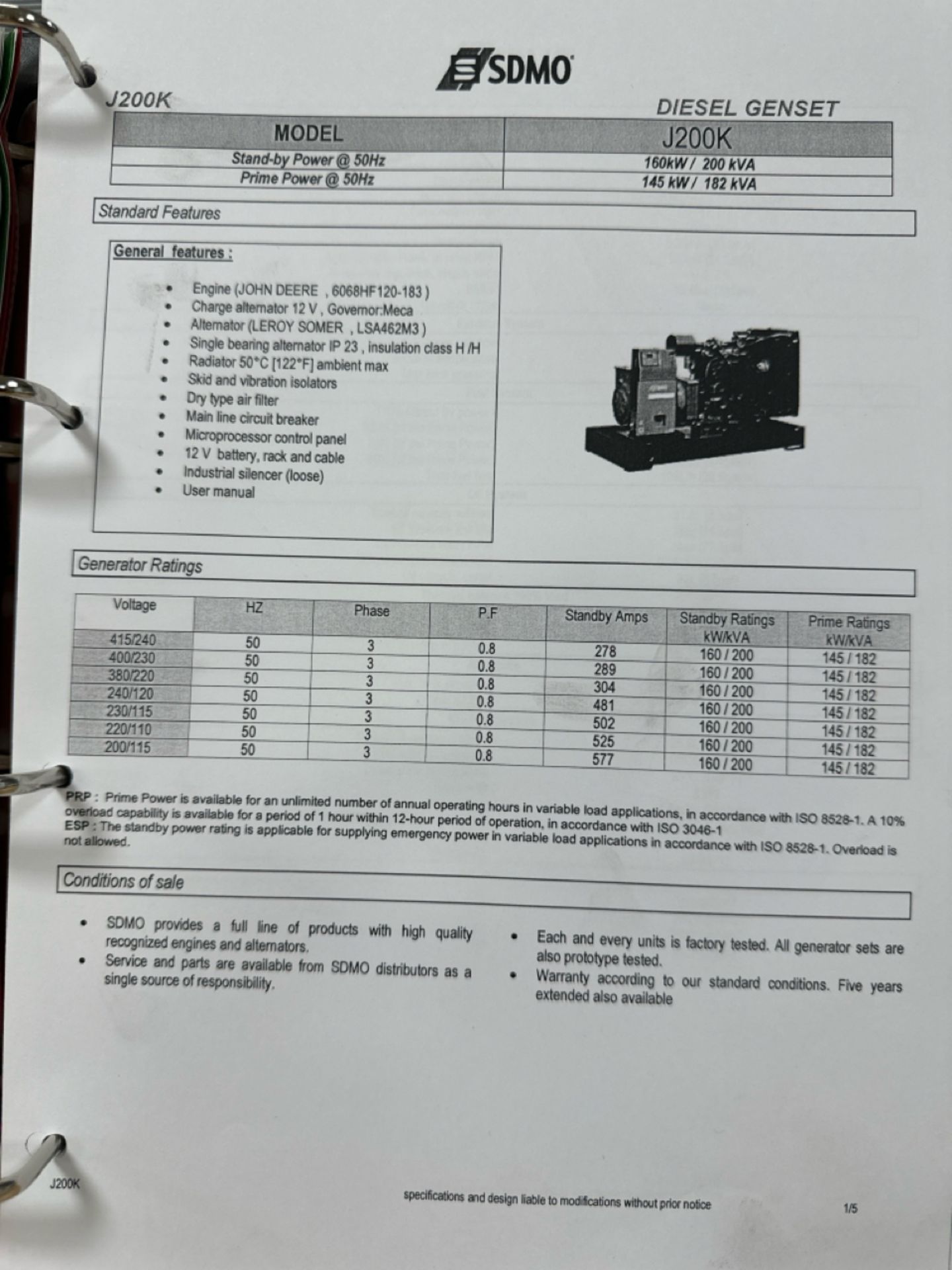 John Deere Generator Engine Model J200K - Image 11 of 25