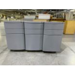 Grey Metal Mobile Storage Drawers x3