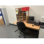 Desk, Chair & Desktop Storage Unit