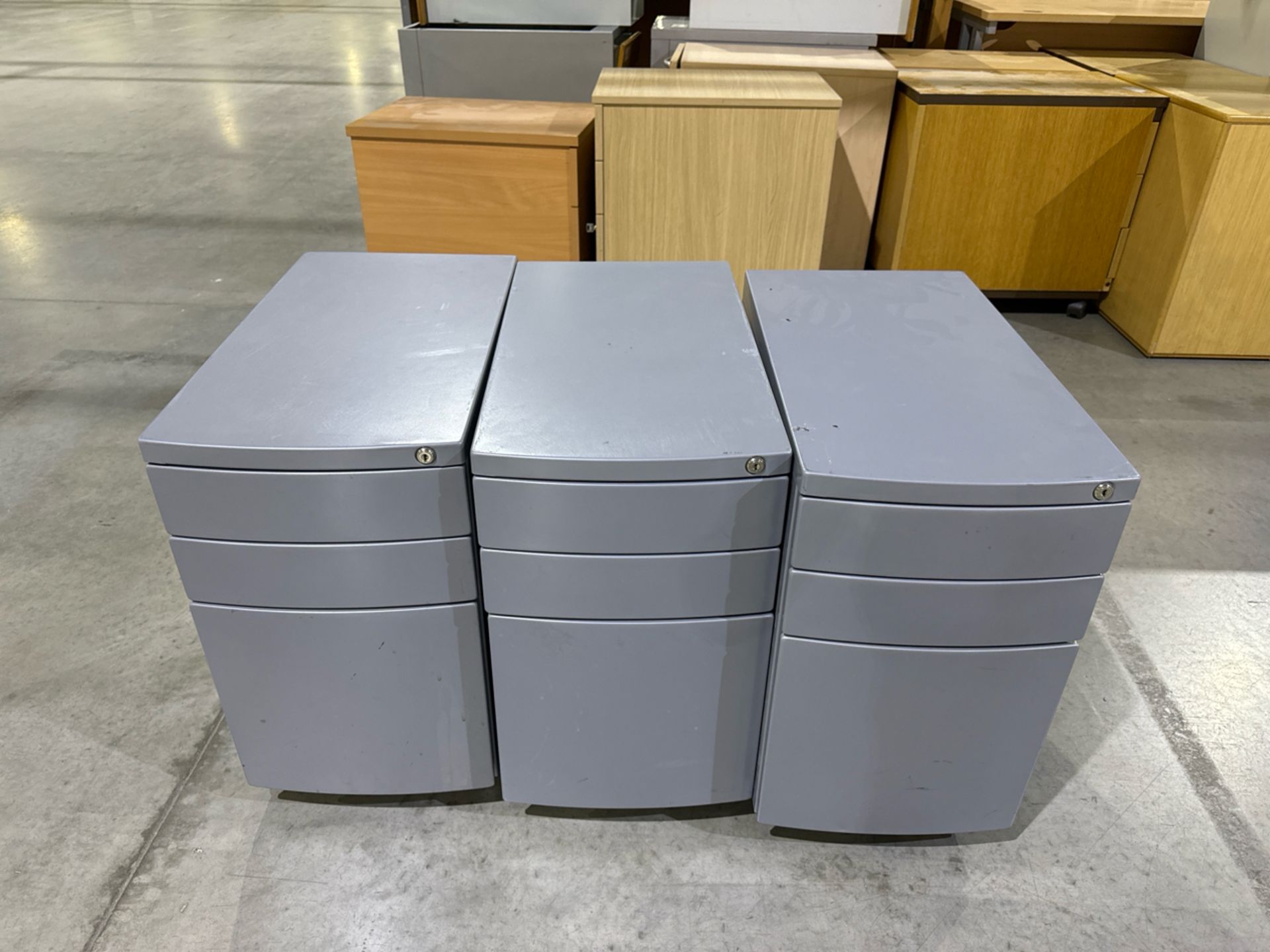 Grey Metal Mobile Storage Drawers x3 - Image 3 of 5