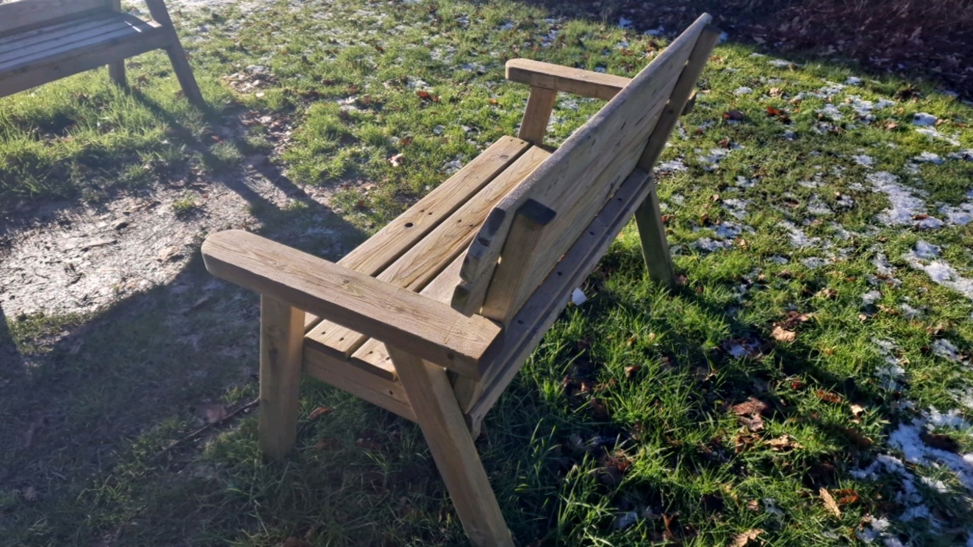 Outdoor Wooden Benches x2 - Image 4 of 4