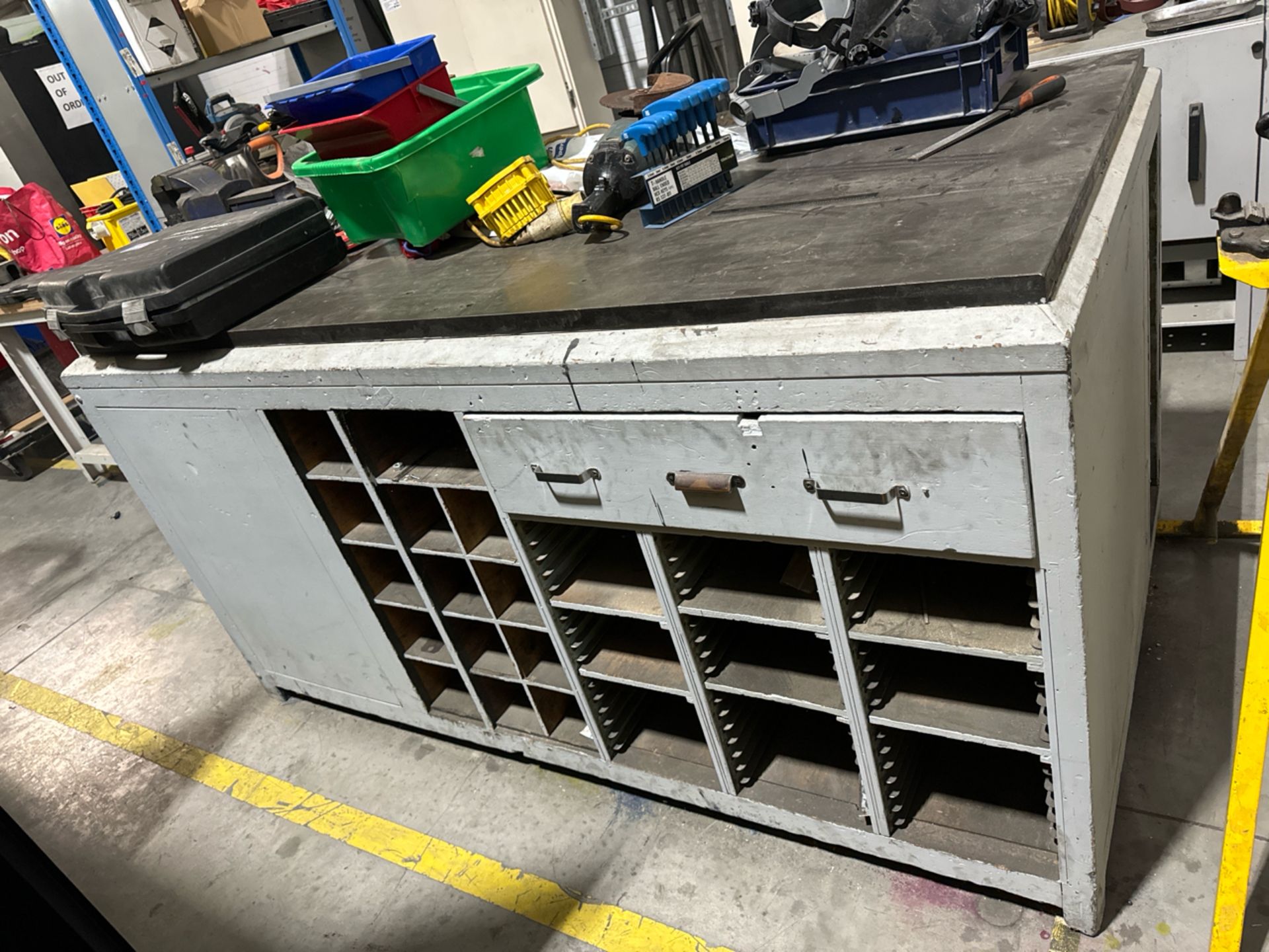 Wooden Engineer Workbench With Steel Top