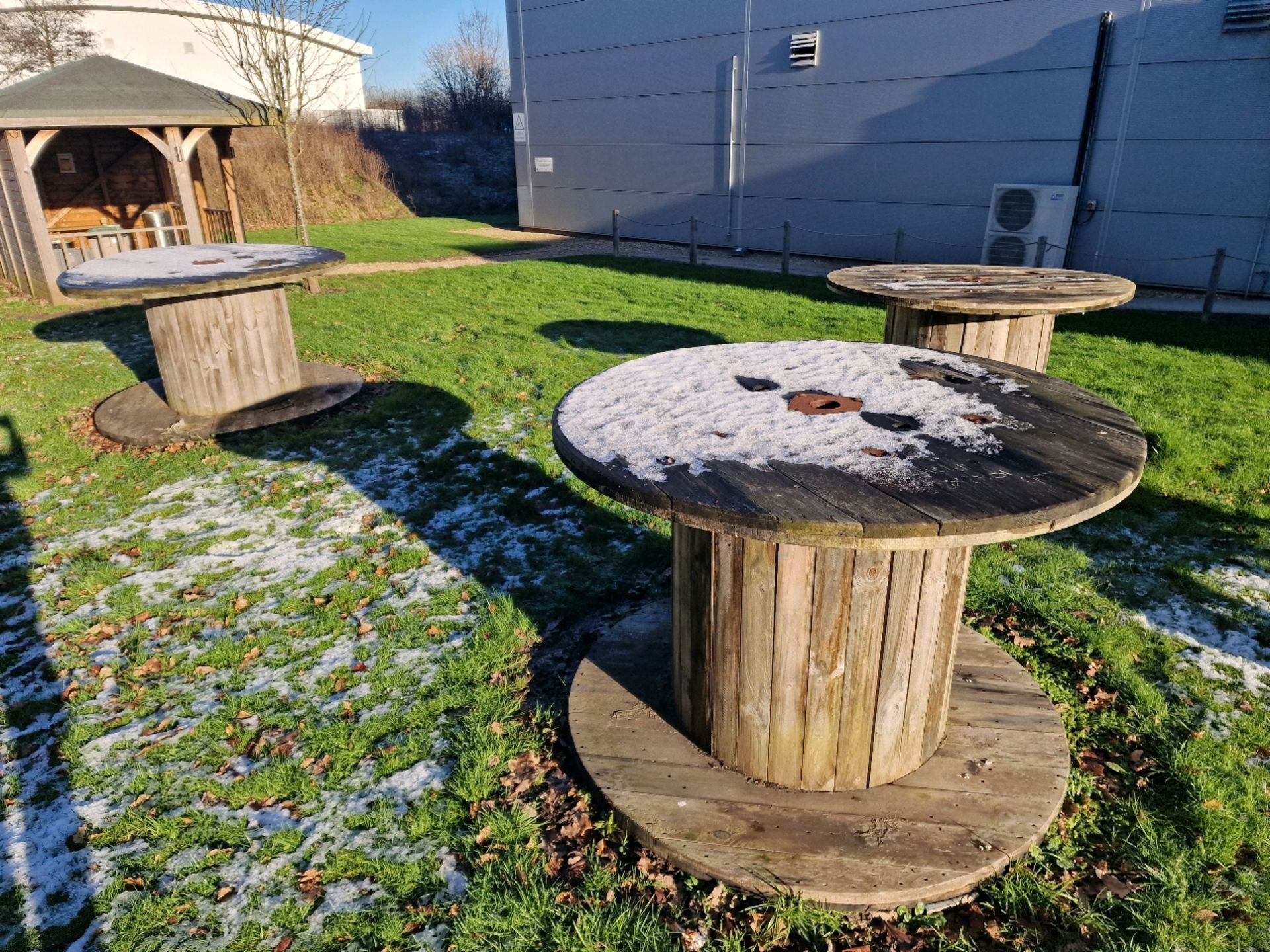 Wooden Cable Drum Table x3 - Image 6 of 6