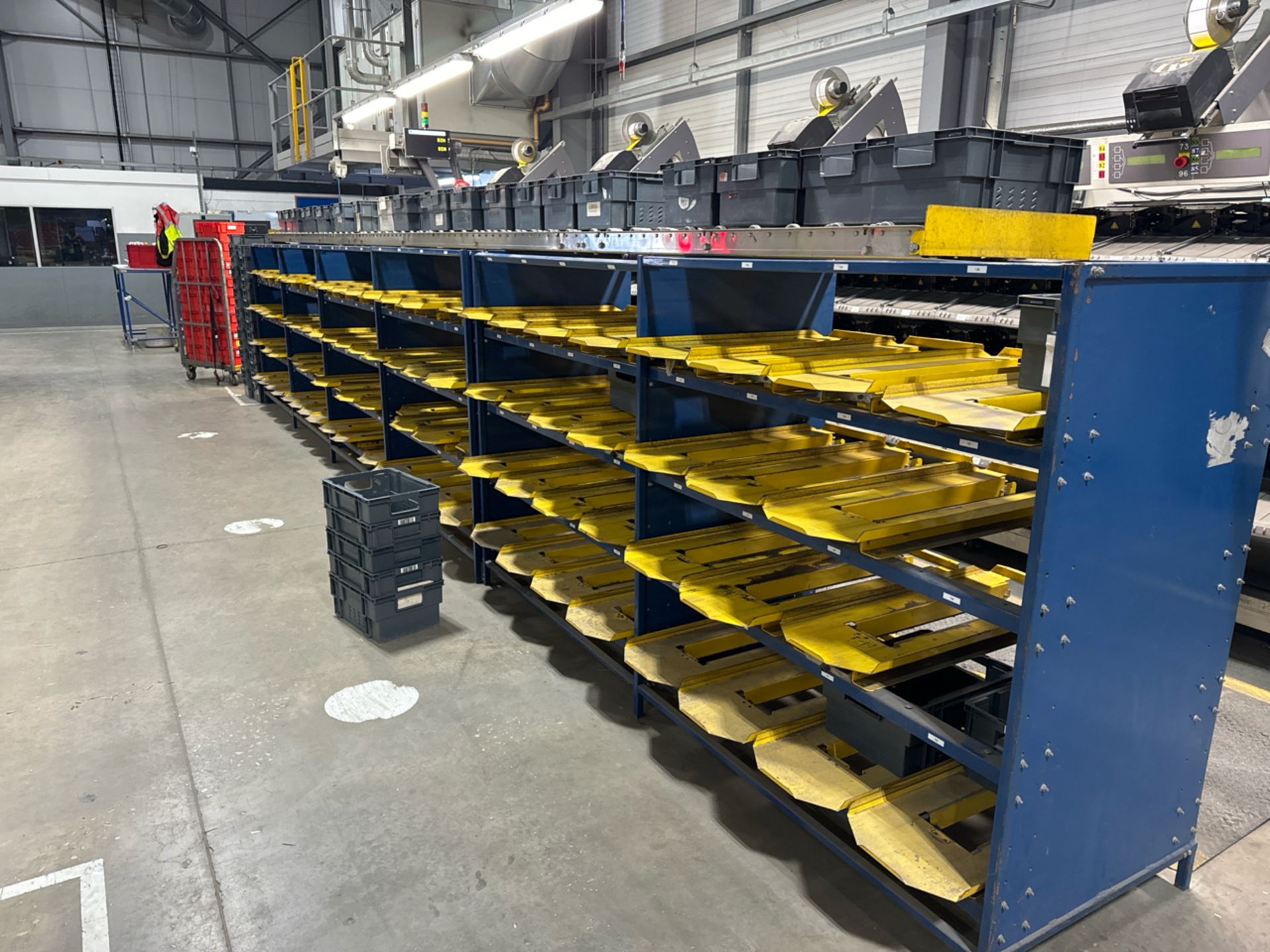 Blue Metal Shelf Racking & Yellow Trays