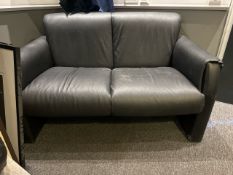 Black Faux Leather 2 Seater Sofa