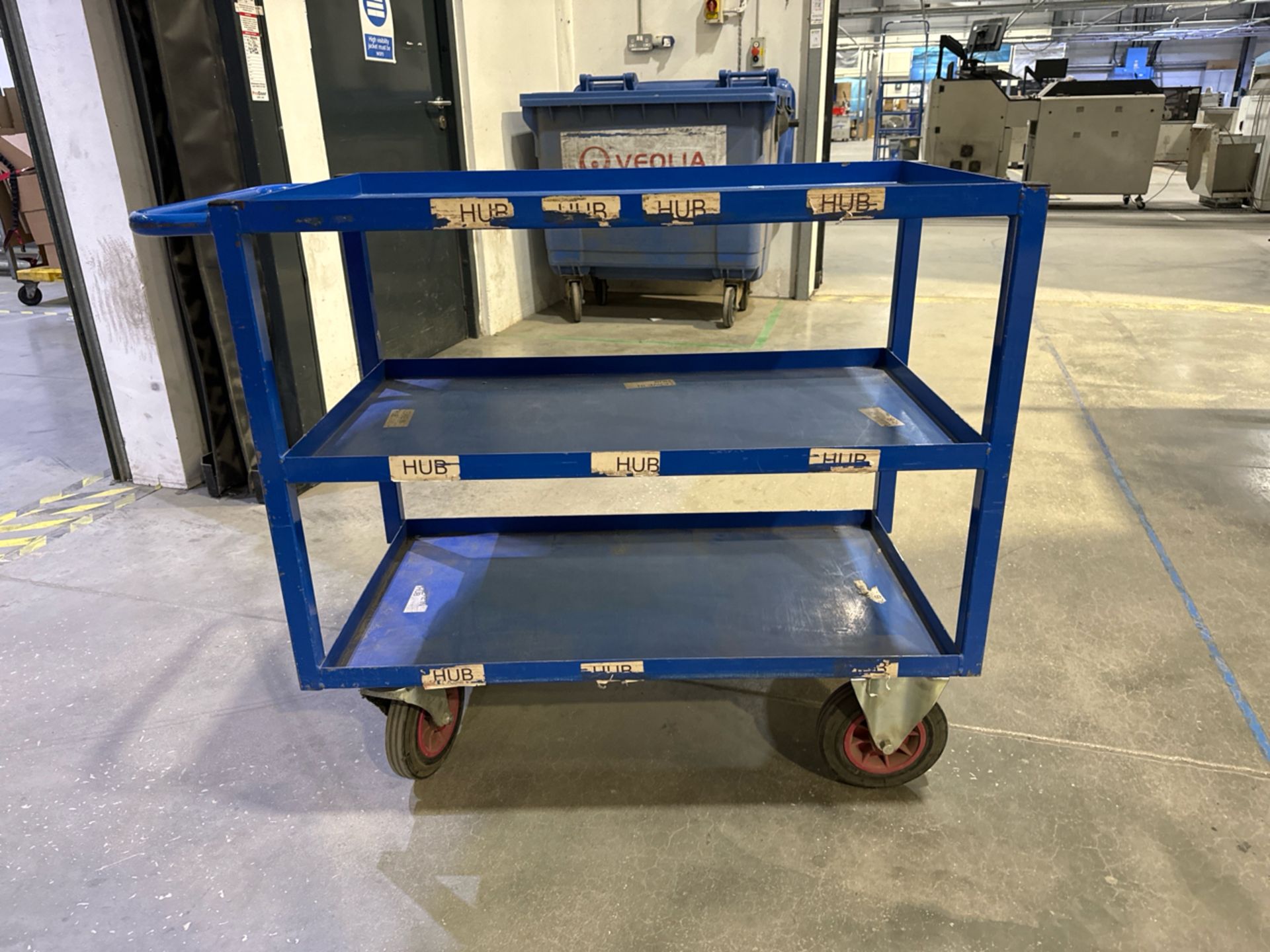 Blue Metal Mobile Trolley x3