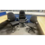 Black Fabric Office Chairs x3