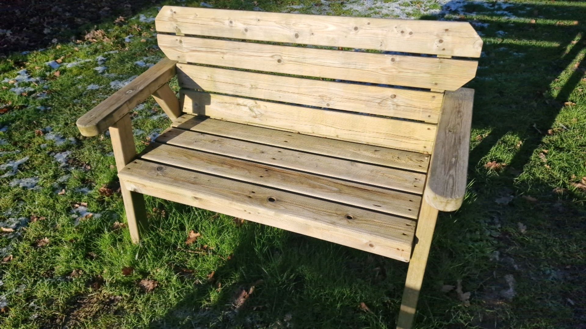 Outdoor Wooden Benches x2 - Image 2 of 4