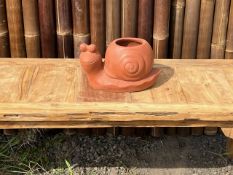 Pair Of Handfired Terracotta Snail Pot/Planters
