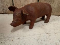 2 X Cast Iron Rusty Small Outdoor Pigs
