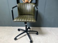 Ex Display Green Leather Office Swivel Chair