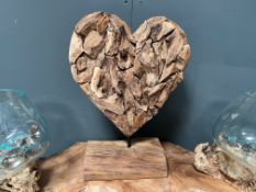 Driftwood Heart Decoration On Stand