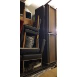 Large Black Leather Sofa and Office Chairs